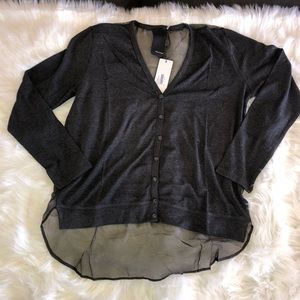 Revolve Heather Black Silk Back Cardigan NWT